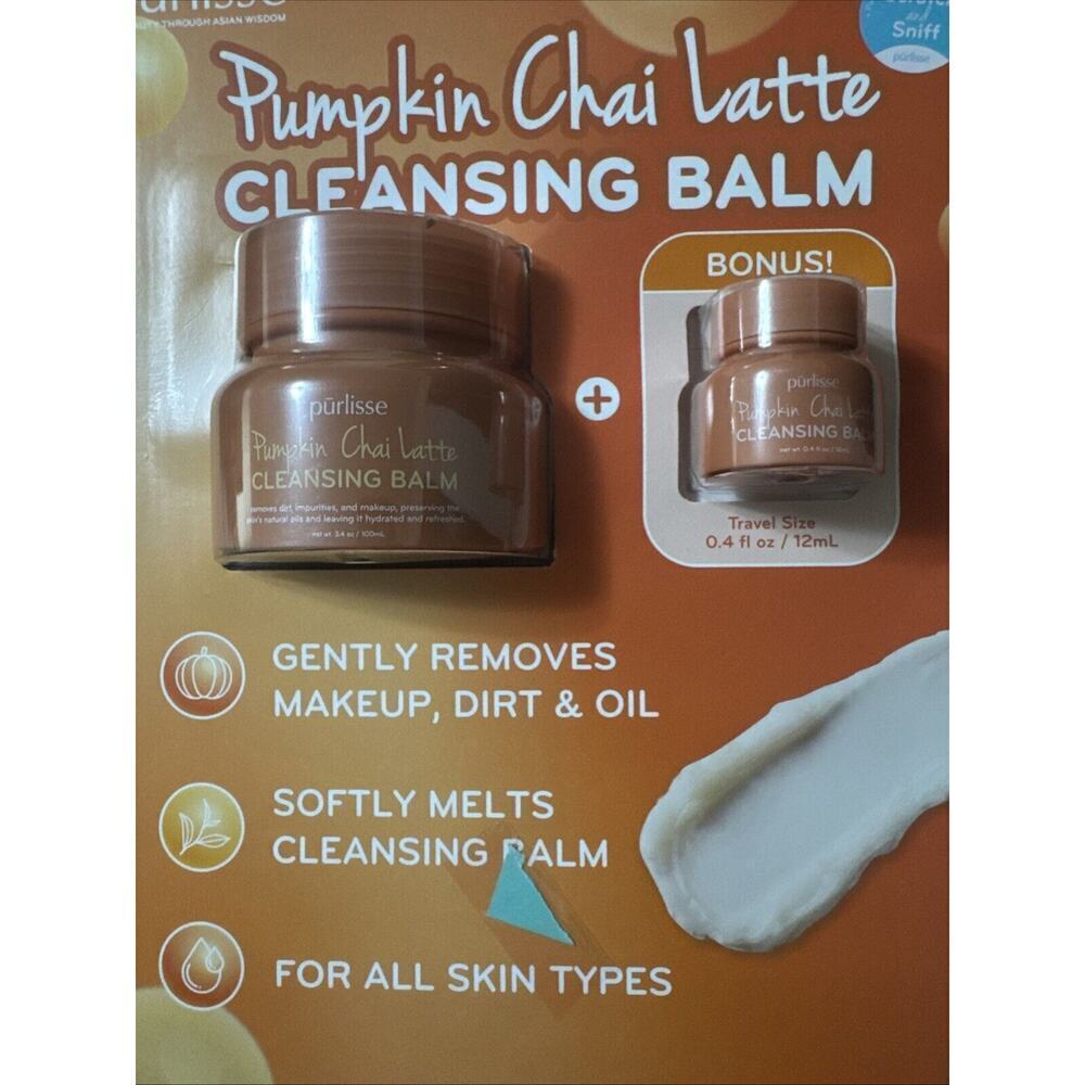 pūrlisse Pumpkin Chai Latte Cleansing Balm 3.4 Oz + Bonus Travel Size 0.4 Oz Jar - Picture 1 of 4